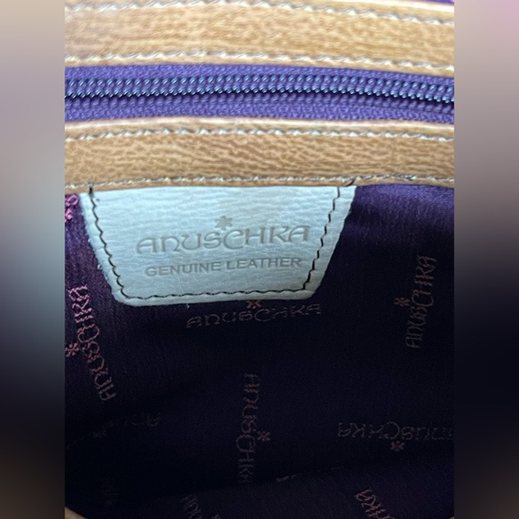 Anuschka hand-painted leather flap-over crossbody purse floral animal print - Picture 9 of 15